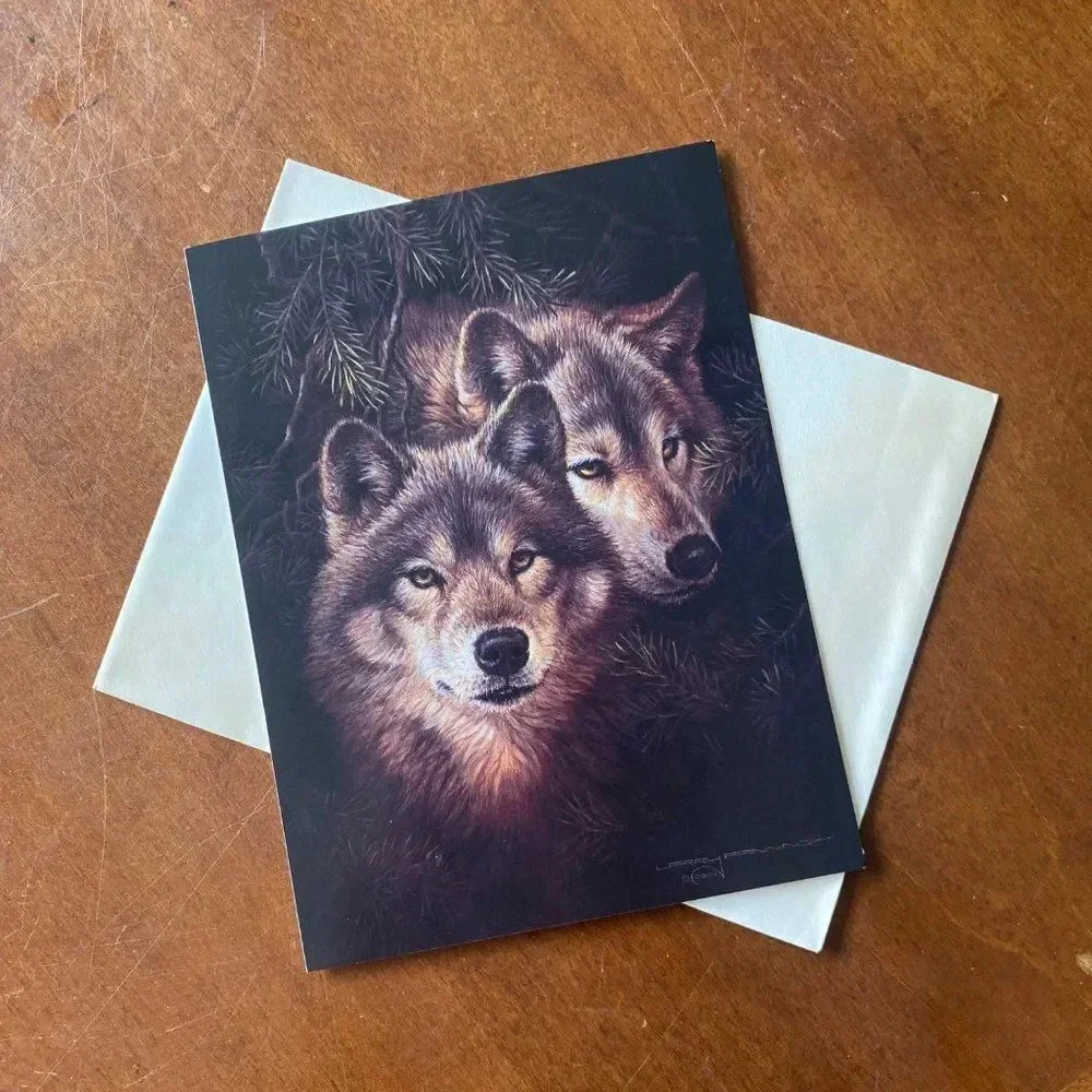 6/pk VTG Leanin' Tree LOVING THOUGHTS Greeting Cards TIMBER MATES Wolves… - Picture 1 of 9